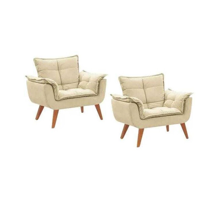 Kit 2 Poltronas Decorativas Opala Suede