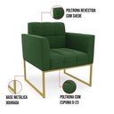 Ver imagem 6 de Kit 1 Sofá Namoradeira e 1 Poltrona Suede Base Metálica Industrial Dourado - D\'rossi Cor Verde