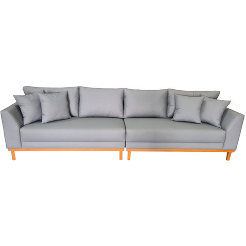 Sofá Pierri | Impermeável Base de Madeira 300cm Bipartido - Cinza