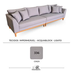 Sofá Pierri | Impermeável Base de Madeira 300cm Bipartido - Cinza - 6