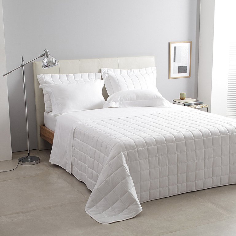 Jogo de Cama 300 Fios- Buddemeyer Damask Stripes - Casal - Branco