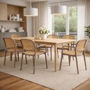 Ver imagem 4 de Kit 4 Cadeiras de Jantar Roma Prática com Braços para Sala e Cozinha - Marrom Claro
