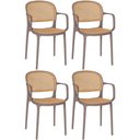 Ver imagem 1 de Kit 4 Cadeiras de Jantar Roma Prática com Braços para Sala e Cozinha - Marrom Claro
