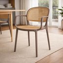 Ver imagem 3 de Kit 4 Cadeiras de Jantar Roma Prática com Braços para Sala e Cozinha - Marrom Claro
