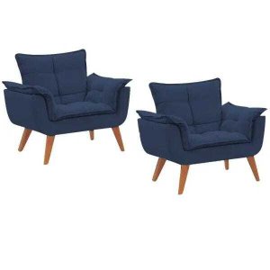 Kit 2 Poltronas Decorativas Opala Suede