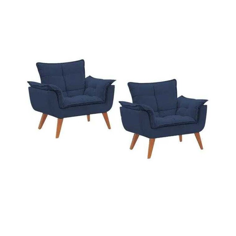 Kit 2 Poltronas Decorativas Opala Suede