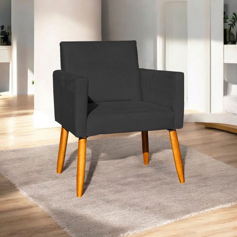 Poltrona Nina Decorativa para sala Recepção Manicure Consultório Suede