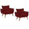 Kit 2 Poltronas Decorativas Sala Recepção Escritório Opala Suede Bordo - 1
