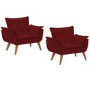 Ver imagem 1 de Kit 2 Poltronas Decorativas Sala Recepção Escritório Opala Suede Bordo