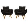 Kit 2 Poltronas Decorativas Opala Suede Preto - 1