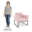 Ver imagem 7 de Sofá Namoradeira e 1 Poltrona Base Industrial Preto Ana Suede Rosa Bebê - Ibiza