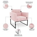 Ver imagem 5 de Sofá Namoradeira e 1 Poltrona Base Industrial Preto Ana Suede Rosa Bebê - Ibiza