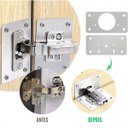 Ver imagem 3 de Kit 10 Placas Inox P/ Reparo Porta Dobradiça Armário Mdf