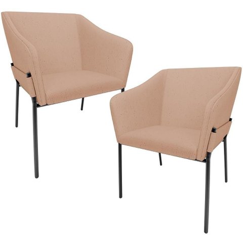Kit 2 Cadeiras para Sala de Jantar Estar Living Olívia L02 Linho Rosê - Lyam Decor