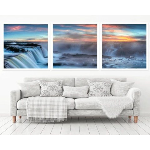 Quadro Decorativo 195x64cm Cataratas Do Iguaçu Quarto Sala