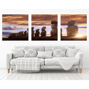 Quadro Decorativo 195x64cm Ilha De Pascoa Chile Quarto Sala