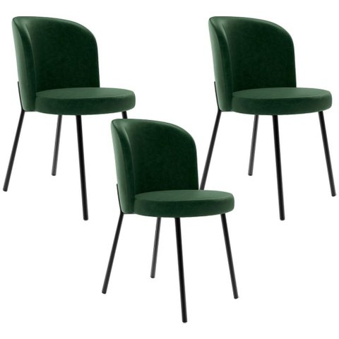 Kit 3 Cadeiras Sala de Jantar Estofada Gavi L02 Couríssimo Verde Musgo