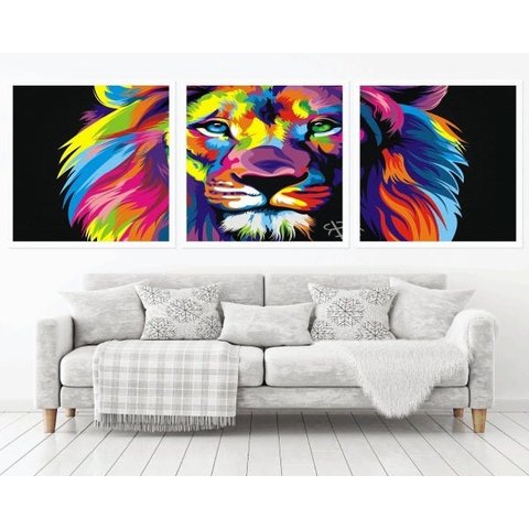 Quadro Decorativo 195x64cm Leão De Judá Quarto Sala