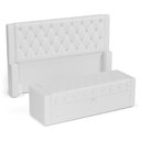 Ver imagem 1 de Cabeceira e Calçadeira Báu Casal Padrão Atena 140cm Capitonê Sintético Branco - Desk Design