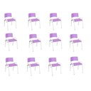 Ver imagem 2 de Kit 12 Cadeiras Infantil Iso, Escola, Base Branca- Lilas