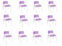 Ver imagem 2 de Kit 12 Cadeiras Infantil Iso, Escola, Base Branca- Lilas