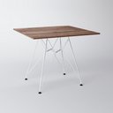 Ver imagem 1 de Mesa Eiffel Quadrada 90cm Tampo De Madeira Amendôa Com Base De Ferro Branco