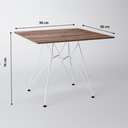 Ver imagem 2 de Mesa Eiffel Quadrada 90cm Tampo De Madeira Amendôa Com Base De Ferro Branco