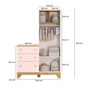 Ver imagem 4 de Guarda Roupa Casal Flora 2 Portas 3 Gavetas MDP Cômoda Integrada Rosa Acetinado Qmovi