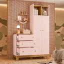 Ver imagem 5 de Guarda Roupa Casal Flora 2 Portas 3 Gavetas MDP Cômoda Integrada Rosa Acetinado Qmovi