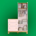 Ver imagem 3 de Guarda Roupa Casal Flora 2 Portas 3 Gavetas MDP Cômoda Integrada Rosa Acetinado Qmovi
