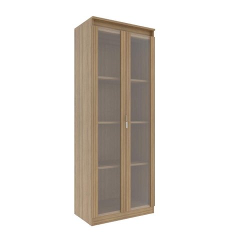 Armário Multiuso 60x160cm com 2 Portas de Vidro e 3 Prateleiras Am3111 Amêndoa