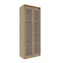 Ver imagem 1 de Armário Multiuso 60x160cm com 2 Portas de Vidro e 3 Prateleiras Am3111 Amêndoa