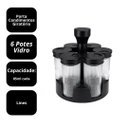 Ver imagem 4 de Jogo Porta Condimentos Giratório 6 Potes de Vidro Listras 85ml com Base - Belovidro
