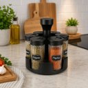 Ver imagem 3 de Jogo Porta Condimentos Giratório 6 Potes de Vidro Listras 85ml com Base - Belovidro