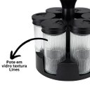 Ver imagem 6 de Jogo Porta Condimentos Giratório 6 Potes de Vidro Listras 85ml com Base - Belovidro