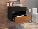 Ver imagem 3 de Conj Banheiro Gabinete Bali Preto Fosco Naturalle 2076114 Bechara