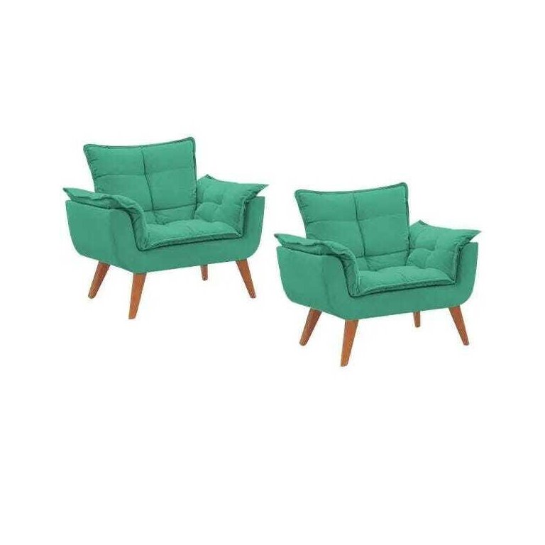 Kit 2 Poltronas Decorativas  Sala Recepção Escritório Opala Suede