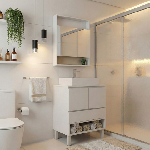 Conjunto Gabinete de Banheiro Royale com Pés 60cm