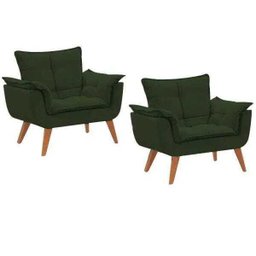 Kit 2 Poltronas Decorativas  Sala Recepção Escritório Opala Suede Verde - 1