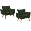 Ver imagem 1 de Kit 2 Poltronas Decorativas Sala Recepção Escritório Opala Suede Verde