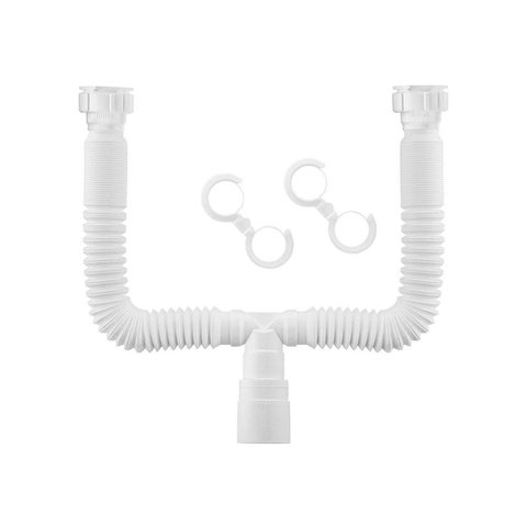 Sifão Duplo Sanfonado Extensível Docol 1231826 72cm Branco Universal