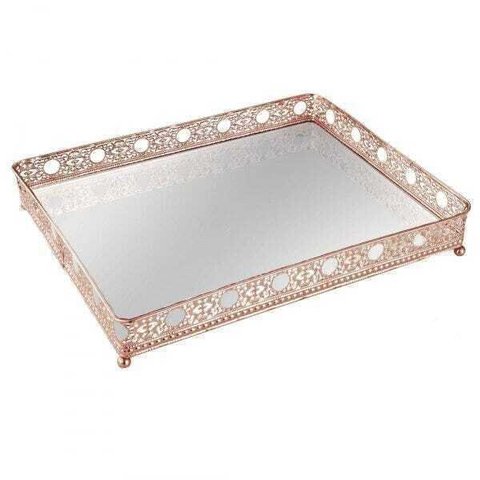 Bandeja Cobre Metal Retangular 30,5x24,5cm Mart Collection