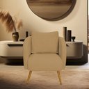 Ver imagem 2 de Poltrona Decorativa Dana Pés Palito Madeira Castanho Bouclé Camel - Nexta Casa