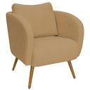 Ver imagem 1 de Poltrona Decorativa Dana Pés Palito Madeira Castanho Bouclé Camel - Nexta Casa