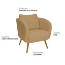 Ver imagem 3 de Poltrona Decorativa Dana Pés Palito Madeira Castanho Bouclé Camel - Nexta Casa