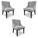 Ver imagem 1 de Kit 3 Cadeiras Decorativas Sala de Jantar Base Fixa de Madeira Firenze Suede Cinza/Preto G19 - Gran