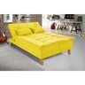 Sofá Cama Berlim 3 Lugares Império Reclinável Casal Pés Madeira com Banqueta Suede Amarelo 374 - 2