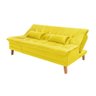 Sofá Cama Berlim 3 Lugares Império Reclinável Casal Pés Madeira com Banqueta Suede Amarelo 374 - 6