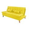 Sofá Cama Berlim 3 Lugares Império Reclinável Casal Pés Madeira com Banqueta Suede Amarelo 374 - 3