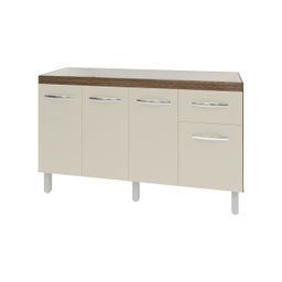 Balcão Cozinha Armário Gabiente Pia de 140 Cm com 4 Portas e 1 Gavetas Camila Savana Off White - 1